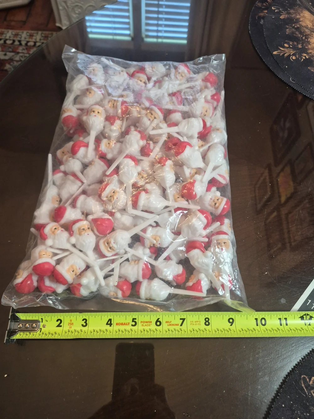 Vintage Blow Mold  Santa Cupcake Picks - White & Red Holiday Party Picks